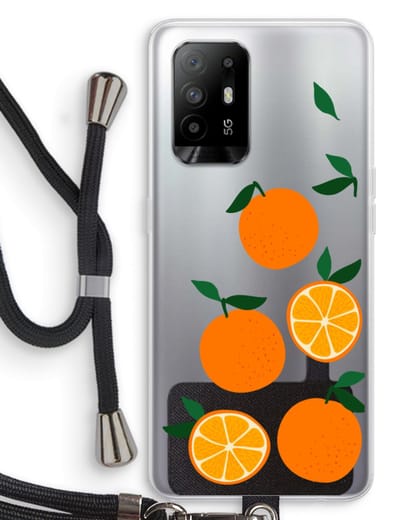 Case Company® - Hoesje met koord geschikt voor Oppo A94 5G hoesje met Koord - Will you be my clementine - Telefoonhoesje met Zwart Koord - Bescherming aan alle Kanten en Over de Schermrand