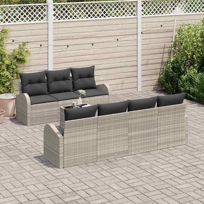 vidaXL - Tuinbank - Set - 8 - st - Lichtgrijs - poly - rattan