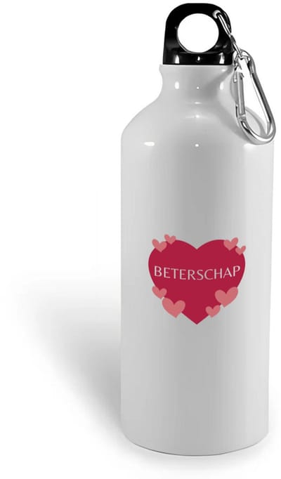 Hacebo® - Beterschap hartje en kleine hartjes waterfles - Beterschap - iemand die ziek is of iets gebroken heeft - ziek - koorts - snel beter worden - cadeau - beterschap cadeau - kado - gift - geschenk - water fles - 400ML