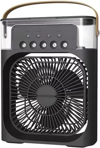 Draagbare Ventilator - Luchtkoeler Bevochtiger - Persoonlijke Koeling - Drie Snelheden - 10x10x10 mm - Zwart