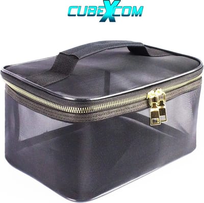 AYACO® Toilettas, Make Up Tasje, Mesh Transparant, Make Up Koffer, Beautycase, Make Up Organizer, Make Up Tas Organizer, Toilettas Dames, Make Up Etui, Beautycase Koffer, Doorzichtige Toilettas, ZwarteTransparante Toilettas