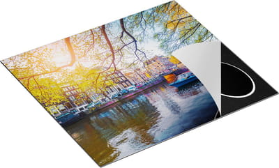 Chefcare Inductie Beschermer Amsterdamse Gracht tijdens het Voorjaar - 60x50 cm - Afdekplaat Inductie - Kookplaat Beschermer - Inductie Mat