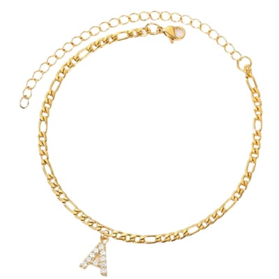 Enkelbandje - Enkelbandjes Dames - Enkelbandje Goud - Initials - Goudkleurig RVS - Letter A