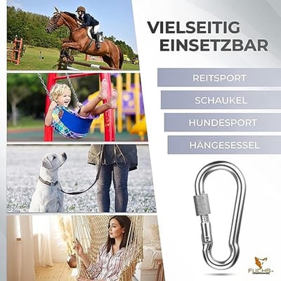 Schroefkarabijnhaak 230 kg Draagkracht - 80 x 8 mm - Verzinkt Staal - 5 Stuks