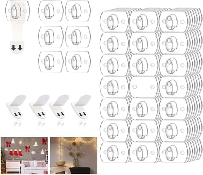 7 Pack Mini Haakjes voor Binnen, Beschadigingsvrije Haakjes voor Kerstverlichting, Duidelijke Wandclips voor Het Ophangen van Lichtjes en Kabels, Ideaal voor Decoratie en Organisatie