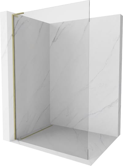 Mexen Kioto L douchewand Walk-in 50 x 200 , transparant, goud - 800-050-103-50-00