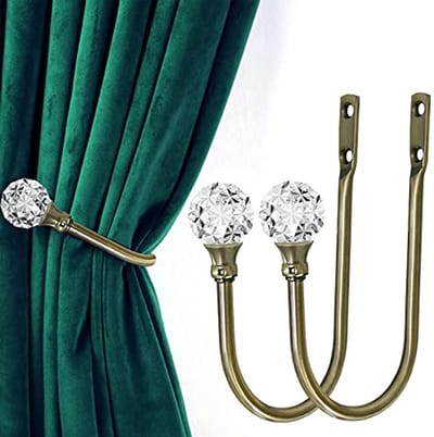 Gordijn Holdback met Kristallen Bol - Wandgemonteerde Draperie Tiebacks - 2 Stuks Metalen Gordijnhouders