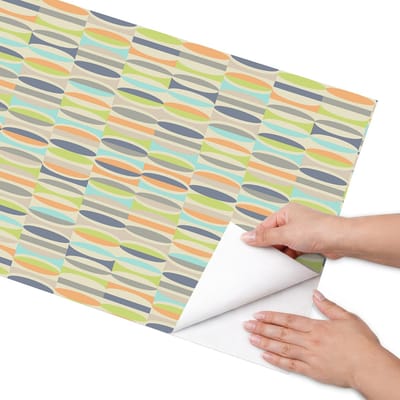 Coloray Meubel Wrap Folie - Beige Meubelfolie - 50x100 cm - Meubel Wrap Folie Kleurrijke patronen - Plakfolie Meubels - Geometrische Meubelfolie - Decoratiefolie Zelfklevend - Slaapkamer decoratie - Achtergronden en patronen
