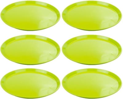 Set van 3x stuks groen rond dienblad van kunststof 34 cm - Serveren - Serveerblad