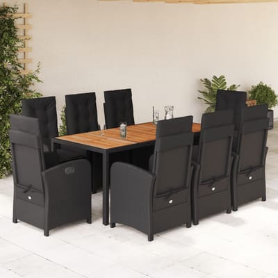 vidaXL - 9-delige - Tuinset - poly - rattan - zwart