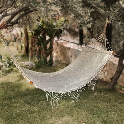Hangmat met franjes - Schommeldoek relax - Tuin ontspanning - Boho franje design - 280x100 cm - Natuurlijk