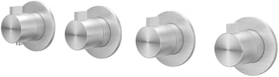 IVY Tribe Afbouwdeel Inbouwthermostaat met 3 Stopkranen Symmetry met Ronde Rozetten - Geborsteld RVS 316