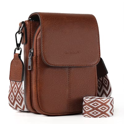 TAN.TOMI Schoudertas - Crossbody Tas - Crossbodytas - Dames Telefoontasje – Grote Capaciteit – PU Lederen Crossbody Tas met Portemonnee – Verstelbare en Afneembare Brede Schouderband - Felbruin