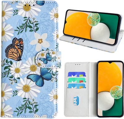 Hoesje geschikt voor Samsung Galaxy A13 5G Bookcase met Bloemen vlinder print