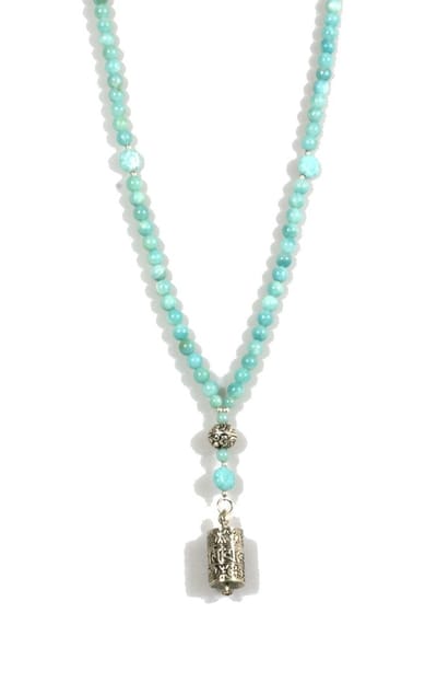 Heaven Eleven - dames - ketting - amazoniet - 925 - zilver - gebedswiel - prayer wheel - 80cm