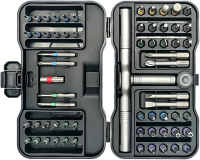 Ratelschroevendraaier Set - Precisie Schroevendraaier - Klusjes Thuis - 66-in-1 Bits - ca. 16 cm - Grijs