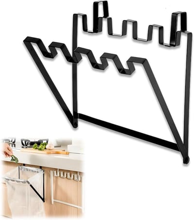 Opvouwbare prullenbakhouder, draagbare prullenbakhouder van draad, keukenaccessoire, afvalzakhouder voor huishoudelijk afval, keukenruimte
