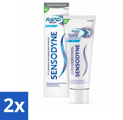 2 x Sensodyne - Tandpasta - Rapid Relief - Gevoeligheidsverlichting - 75 ml - Gevoelige Tanden - Tandpasta - Tandpijn - Snelle Verlichting - Tandbescherming