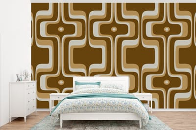 Behang - Fotobehang Retro - Design - Bruin - Breedte 345 cm x hoogte 220 cm