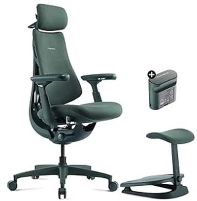 Ergonomische Bureaustoel 79,3x74x117 cm met Voetensteun en Accu – 160° Kantelbaar, Adaptieve Lendensteun, Bionische Rugleuning, Verstelbare Hoofdsteun & Armleuningen, Luxe Comfort Werkstoel Mosgroen 48 cm