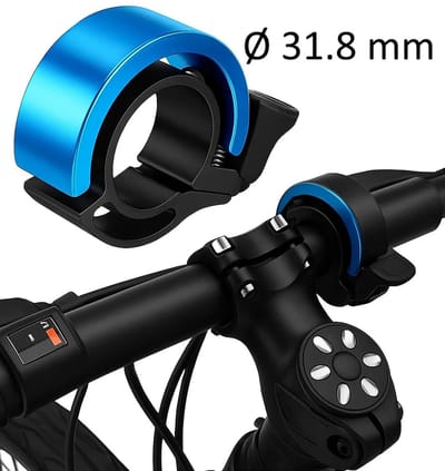 Fietsbel Ø 31.8 mm – Premium Aluminium – 90 dB Superheldere Klank – Voor MTB / Racefiets / Gravel / E-bike – Blauw