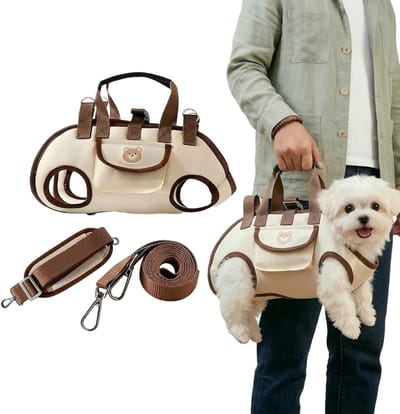 VHV - Hondendraagdoek - Draagzak hond - Hondendraagtas - Puppy draagzak - Ademend mesh - Verstelbaar - Lichtgewicht - Voor kleine honden en katten - Voor reizen en wandelen - S - Gebroken wit