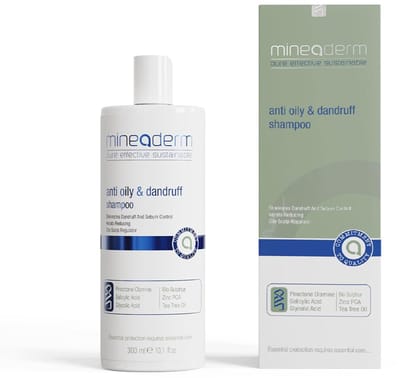 Mineaderm Anti-Dandruff Shampoo for Oily & Itchy Scalp – With Piroctone Olamine, Salicylic Acid & Tea Tree Oil – Silicone-Free – For Women & Men – 300 ml