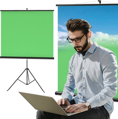 ACROPAQ Green Screen – Opvouwbaar greenscreen met statief – 200 x 180 cm – Achtergrond fotografie, groen doek, foto achtergrond doek