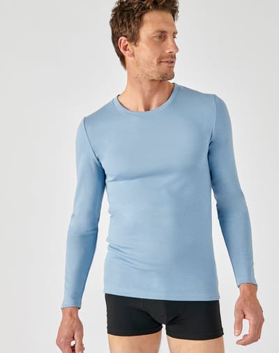 Damart - Dubbelzijdig gebreid T-shirt met lange mouwen Thermolactyl - Heren - Blauw - (86-93) S