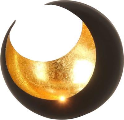Oriëntaalse metalen theelichthouder Ravi Goud - Maan - Tafel Decoratie - Metaal - Zwart / Goud