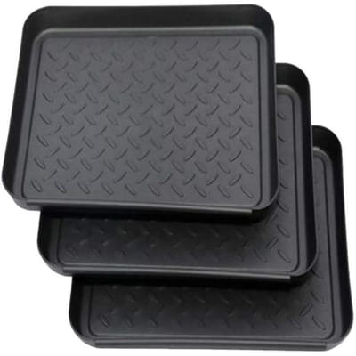 EXCITAT 3 stuks - Tray - Schoenafvoerbak - Kunststof tray - Stapelbaar - Geschikt voor laarzen, wandelschoenen, rubberlaarzen, hardloopschoenen