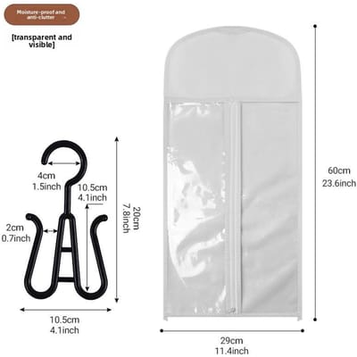 Sac de rangement pour perruque, sac anti-poussière, cintre à longue sangle sac à cheveux perruque cosplay sac à fermeture éclair non tissé Sac pour perruque blanc