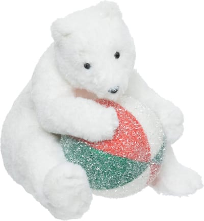Fééric Lights and Christmas Beeldje IJsbeer met bal - 30x30x30cm - Wit