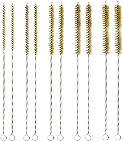 Dailygoods- Buisborstelset 10-delig - Messing Borstels - Houten Handvat - Antislip Grip - Diverse Diameters 6/8/10/12/15 mm - Voor Reiniging Metaal/Hout/Kunststof - Borstelset