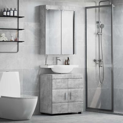 vidaXL - Badkamermeubel - Set - TULUM - 2 - st - Beton - Grijs - 60 - x - 34 - x - 63 - cm
