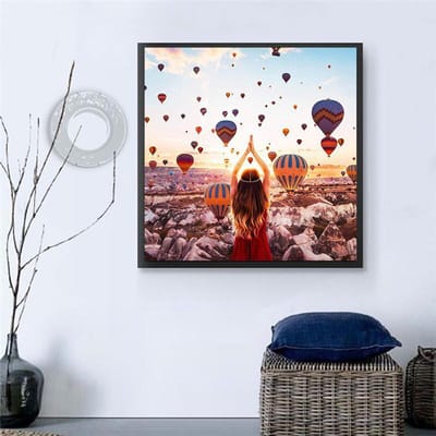Ballons Diamant 5D DIY Dans le Ciel Point de Croix Broderie Diamant Mosaïque Diamant Décoration de Maison 30x30CM brown