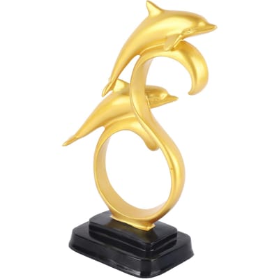 Dolfijn Beeldje Gouden Kleur Elegant Eenvoudig Duurzaam Hars Veel Gebruikt Dolfijn Decor voor Familie beige