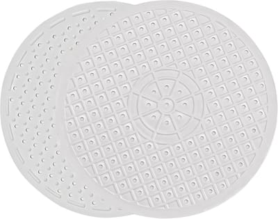2-delige siliconen gootsteenmat - Uitgeholde antislip gootsteenmat - Rubberen aanrechtmat - Opvouwbaar - Geschikt voor keukenbladen - Gebroken wit - Diameter 31 cm