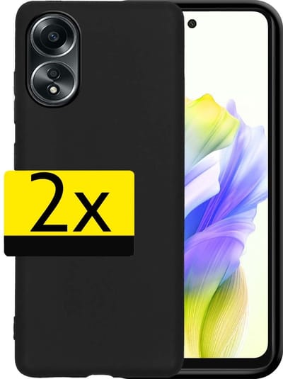 Hoesje - 2 Stuks - Geschikt voor OPPO A58 - Sterk & Shockproof - Case Siliconen - Back Cover - Telefoon Hoes - Telefoonhoesjes - Zwart
