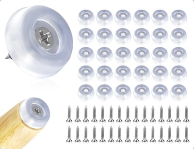 Dailygoods- Siliconen Glijders 30 Stuks - Antislip Basis - Rond - Transparant - 16 mm - Inclusief Schroeven - Meubelglijders