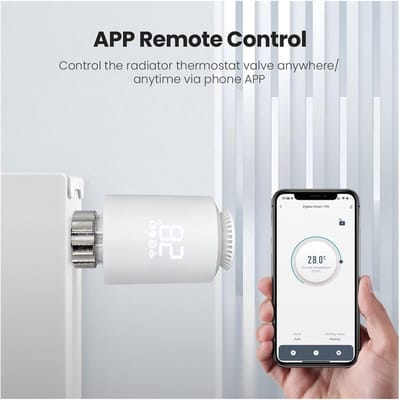 Slimme Thermostaatkraan - Radiatorregelaar - Energie Besparen - App & Spraakbediening - M30x1.5mm - Wit