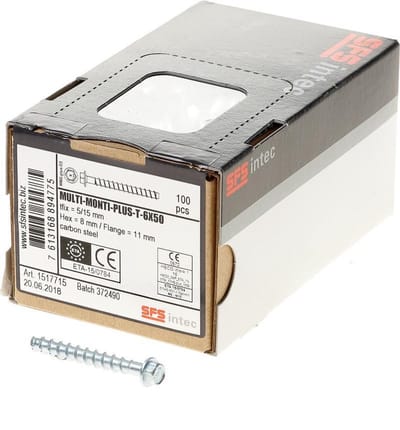 Heco - Multi-Monti betonschroeven - Zeskant SW8 - 6 x50mm - Verzinkt (100 stuks)