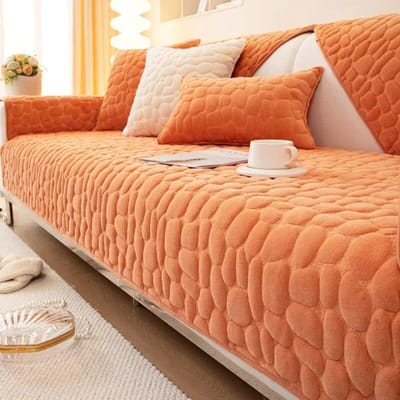 Dik Pluche Bankkussen Witte Gans Zachte Steen Banken Handdoek Universele Hoek Antislip 3-Zits Zachte Bank Kussensloop Woonkamer Mat 70x70cm 1pcs