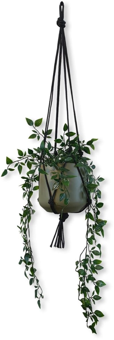 Weerbestendige Plantenhanger - Zwart - 80 cm lang - Geschikt voor Pot met Diameter t/m 20 cm - Handgemaakt in ons Macramé Atelier - Prijs per Stuk - Let op: Exclusief Pot - Inclusief Verzendkosten