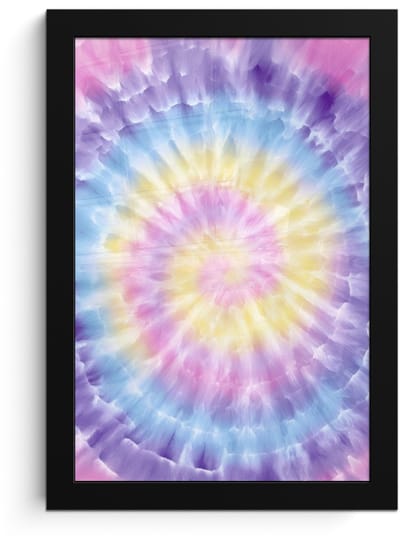 Poster in lijst - Fotolijst 20x30 cm - Posters - Spiraal - Tie dye - Pasteltinten - Posterlijst zwart - Decoratie - Wanddecoratie woonkamer - Muurdecoratie slaapkamer
