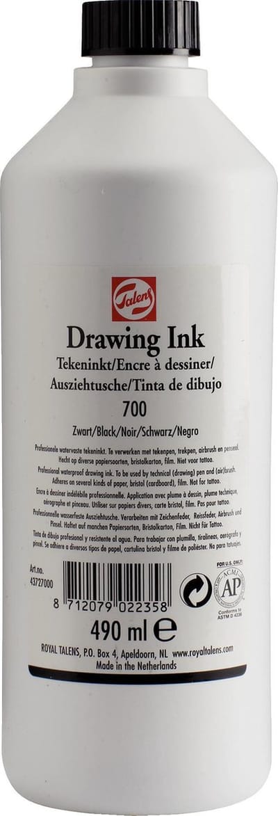 Talens watervaste tekeninkt zwart 490 ml
