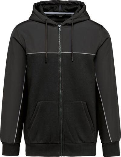 WK. Designed To Work Eco-friendly tweekleurig fleecejasje met rits en capuchon uniseks WK410 - Black / Dark Grey - L