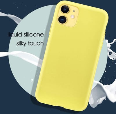 Siliconen Hoesje Backcover Geel + Tempered Glas Geschikt voor: iPhone 12