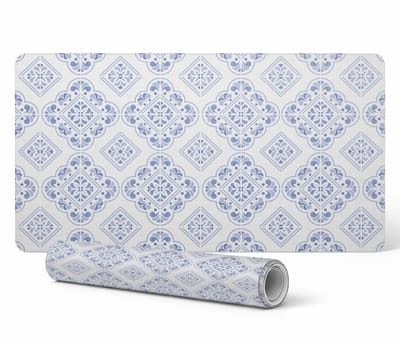 Beschermende decoratieve mat voor bureau, geometrisch retro patroon, 90x45 cm