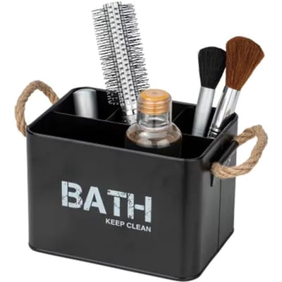 Wenko Badkameropberger Gara - Organizer - Met 4 Vakken - Zwart - 19x12,5x13cm